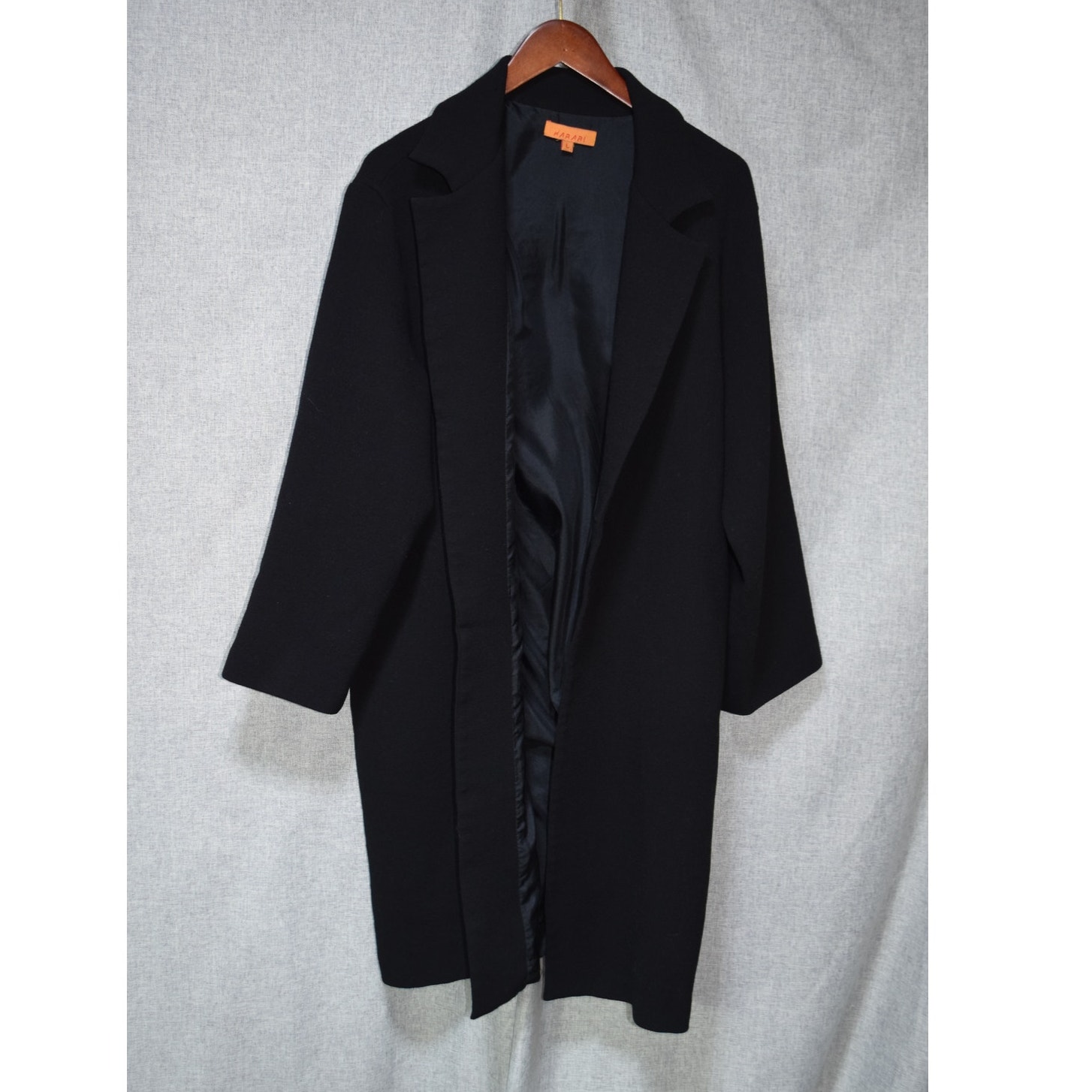Harari Black Open Front Silk-Lined Jacket L Made In Usa